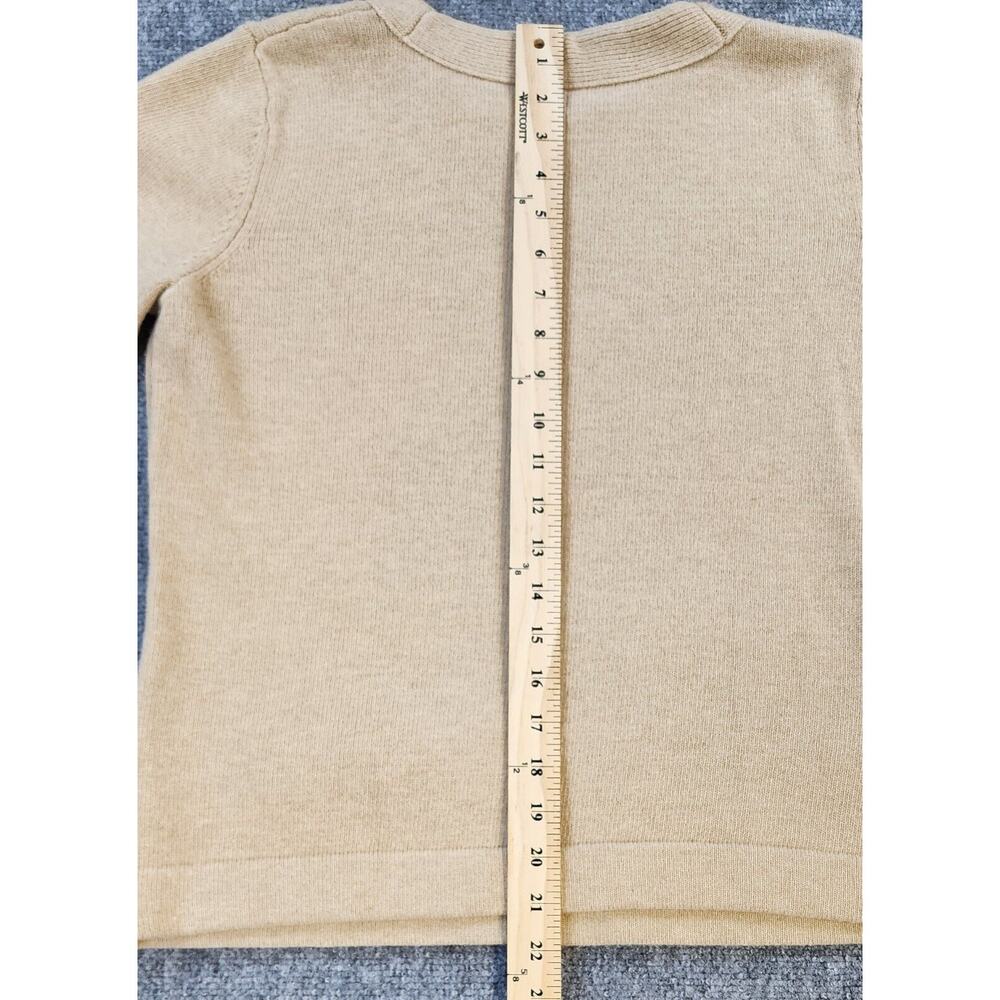 Brooks Brothers Sweater Womens Large Beige Tan Lambs Wool Soft Cozy Cottage Bow - Picture 5 of 15